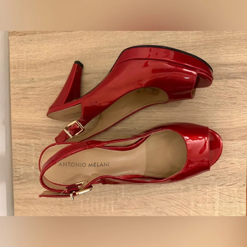 ANTONIO MELANI Red Patent Slingback Heel Size 8 M